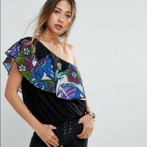 Free People NWT One Shoulder Annka Floral Top XS